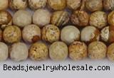 CPJ556 15.5 inches 6mm faceted round picture jasper beads