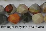 CPJ566 15.5 inches 10mm faceted nuggets polychrome jasper beads