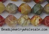 CPJ627 15.5 inches 8mm faceted nuggets picasso jasper beads