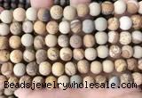 CPJ652 15.5 inches 8mm round matte picture jasper beads wholesale