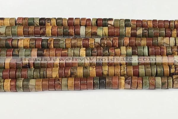 CPJ681 15.5 inches 3*6mm heishi picasso jasper beads wholesale