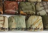 CPJ685 15.5 inches 10*10mm square picasso jasper beads wholesale