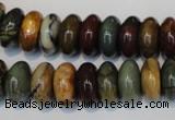 CPJ69 15.5 inches 7*14mm rondelle picasso jasper gemstone beads