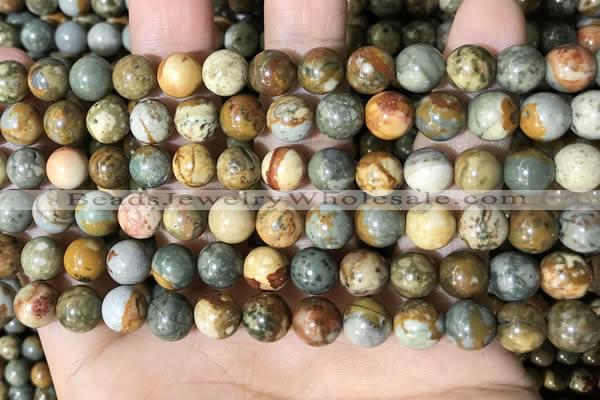 CPJ708 15.5 inches 8mm round rocky butte picture jasper beads