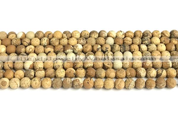 CPJ746 15 inches 6mm round matte picture jasper beads