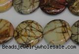 CPJ80 15.5 inches 25mm flat round picasso jasper gemstone beads