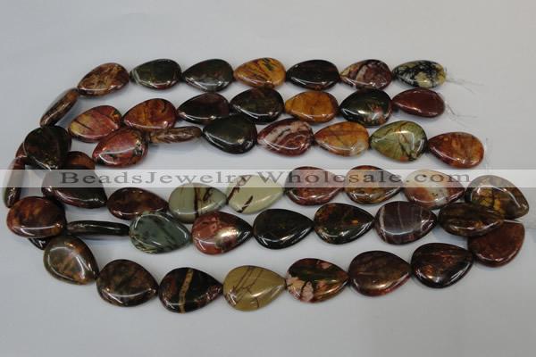 CPJ90 15.5 inches 18*25mm flat teardrop picasso jasper gemstone beads