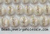 CPL01 15.5 inches 9*10mm nuggets pearl with rhinestone beads