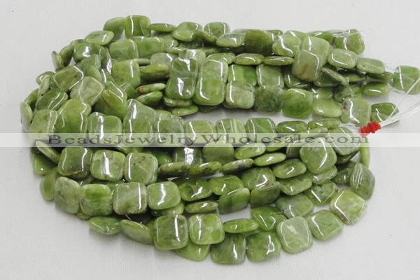 CPO09 15.5 inches 16*16mm square olivine gemstone beads wholesale