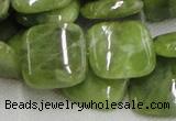 CPO11 15.5 inches 20*20mm square olivine gemstone beads wholesale