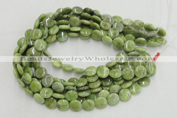 CPO15 15.5 inches 10mm flat round olivine gemstone beads wholesale