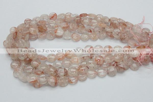 CPQ02 15.5 inches 15mm flat round natural pink quartz beads