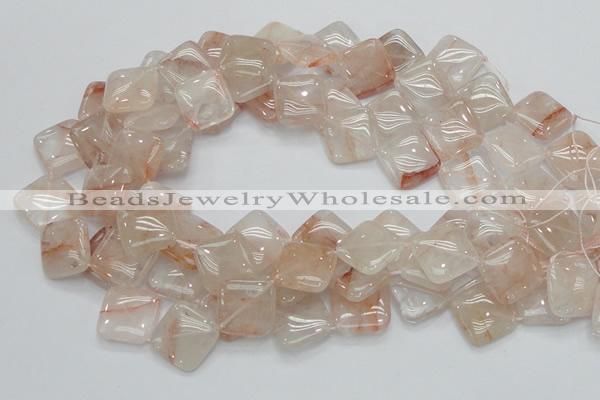 CPQ09 15.5 inches 20*20mm diamond natural pink quartz beads