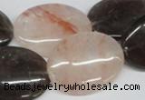 CPQ108 22*30mm oval natural pink crystal & smoky quartz beads