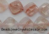 CPQ226 15.5 inches 15*15mm faceted diamond natural pink quartz beads