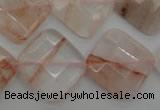 CPQ228 15.5 inches 20*20mm faceted diamond natural pink quartz beads