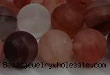 CPQ305 15.5 inches 14mm round matte pink quartz beads wholesale