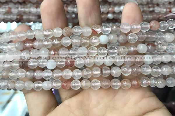 CPQ311 15.5 inches 6mm faceted round pink quartz beads wholesale