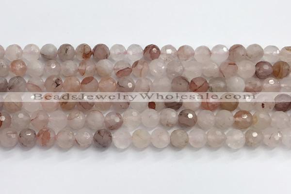 CPQ319 15.5 inches 8mm faceted round pink quartz beads