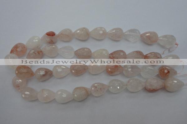 CPQ76 15.5 inches 15*20mm faceted teardrop natural pink quartz beads