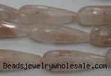 CPQ78 15.5 inches 10*30mm faceted teardrop natural pink quartz beads