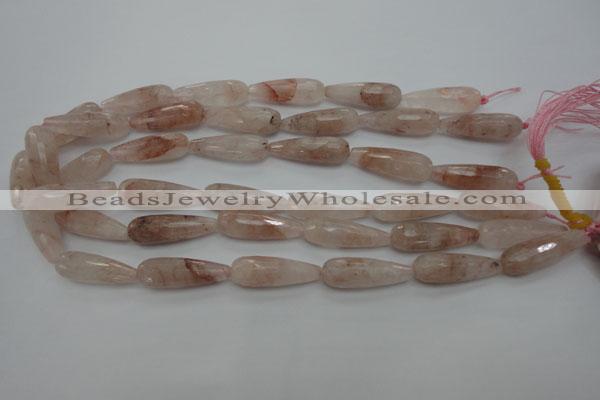 CPQ78 15.5 inches 10*30mm faceted teardrop natural pink quartz beads