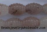 CPQ90 15.5 inches 15*20mm carved rice natural pink quartz beads