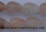 CPQ92 15.5 inches 15*20mm carved teardrop natural pink quartz beads