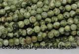 CPS110 15.5 inches 4mm round green peacock stone beads wholesale