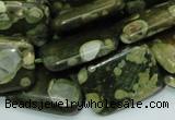 CPS27 15.5 inches 18*24mm rectangle green peacock stone beads