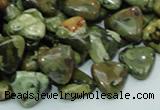 CPS31 15.5 inches 12*12mm triangle green peacock stone beads