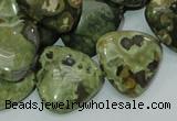 CPS33 15.5 inches 20*20mm triangle green peacock stone beads