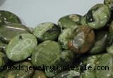 CPS44 15.5 inches 12*16mm oval green peacock stone beads wholesale