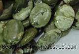 CPS45 15.5 inches 14*18mm oval green peacock stone beads wholesale