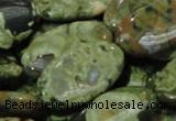 CPS46 15.5 inches 15*30mm oval green peacock stone beads wholesale