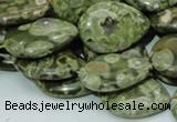 CPS48 15.5 inches 18*25mm flat teardrop green peacock stone beads