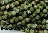 CPS55 15.5 inches 6mm faceted round green peacock stone beads