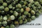 CPS56 15.5 inches 8mm faceted round green peacock stone beads