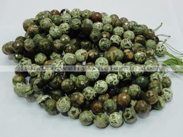 CPS60 15.5 inches 18mm faceted round green peacock stone beads