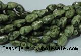 CPS62 15.5 inches 6*8mm faceted teardrop green peacock stone beads