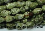 CPS64 15.5 inches 10*14mm faceted teardrop green peacock stone beads