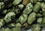 CPS67 15.5 inches 8*13mm faceted rice green peacock stone beads