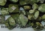 CPS73 15.5 inches 12*12mm faceted rhombic green peacock stone beads