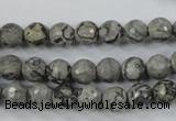 CPT112 15.5 inches 8mm faceted round grey picture jasper beads