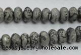 CPT120 15.5 inches 6*10mm faceted rondelle grey picture jasper beads