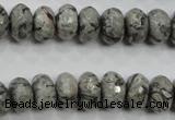 CPT121 15.5 inches 7*12mm faceted rondelle grey picture jasper beads