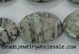 CPT129 15.5 inches 22*30mm faceted oval grey picture jasper beads