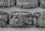 CPT182 15.5 inches 20*30mm rectangle grey picture jasper beads