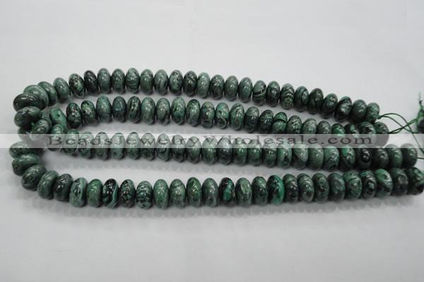 CPT200 15.5 inches 8*14mm rondelle green picture jasper beads