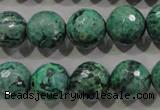 CPT217 15.5 inches 14mm faceted round green picture jasper beads